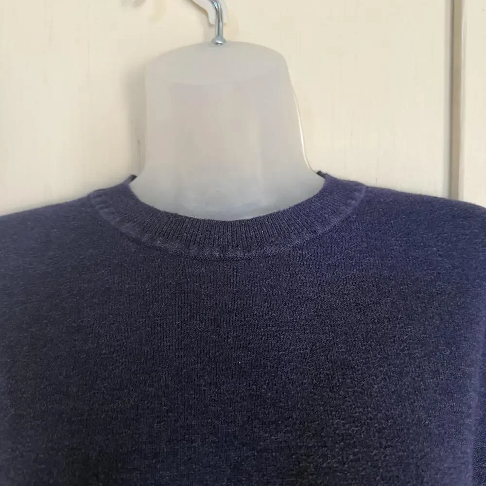 Patagonia Sweater Mens Medium Blue Organic Cotton Knit Crew Neck Logo Pullover